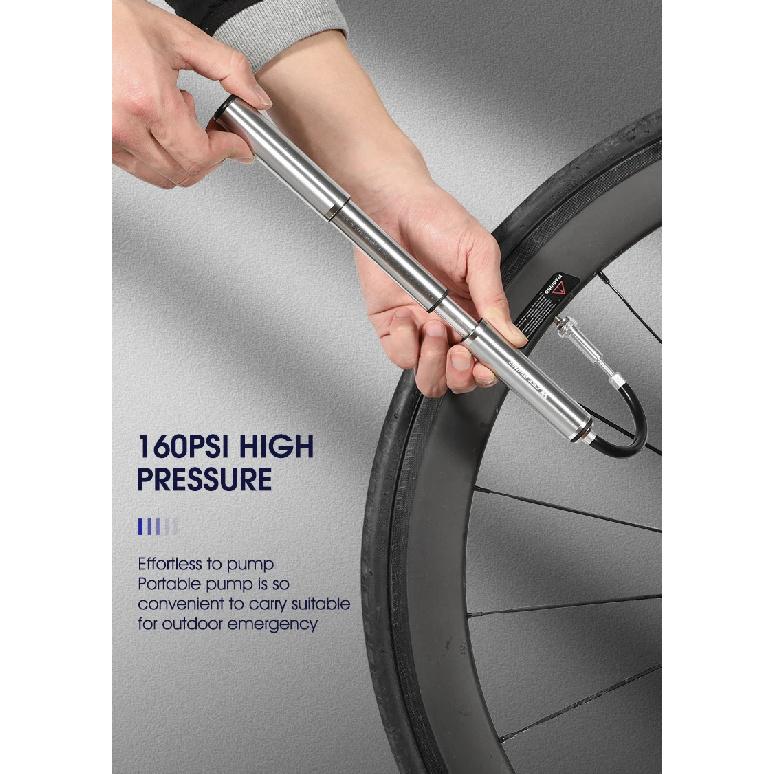 WEST BIKING Tragbare Fahrradpumpe Aluminiumlegierung Fahrrad Luftpumpe Reifenfüller Schrader/Presta Universal Rennrad Zubehör