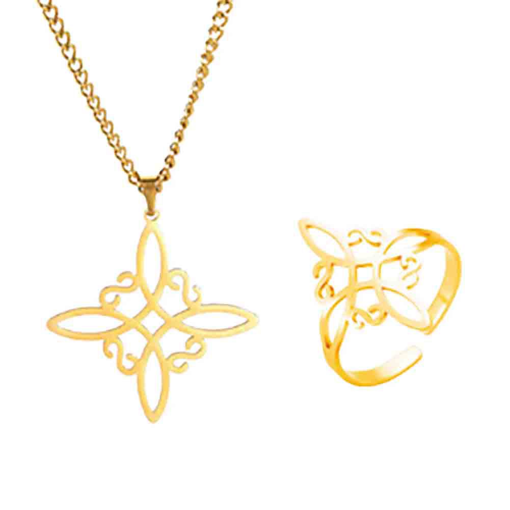 Celtic Knot Titanium Steel Pendant with Cutout Design Square Shape Food Grade Necklace for Women