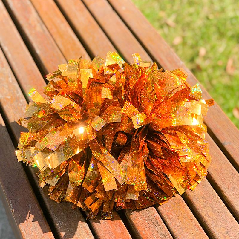 Colorful Laser Cheerleading Pom Poms with Baton Handle for Team Spirit Sports Dance Cheering Kids Adults