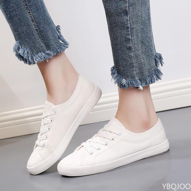 White canvas shoes summer casual flat shoes versatile artistic simple comfortable daily walking is not tiring women's shoes