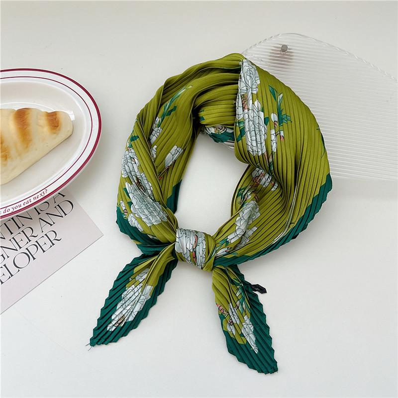 70cm Crumpled Scarf Kerchief Print Square Scarves Women DIY Hair Band Ribbon Headscarf Bandanas Headband Neck Wraps Neckerchief