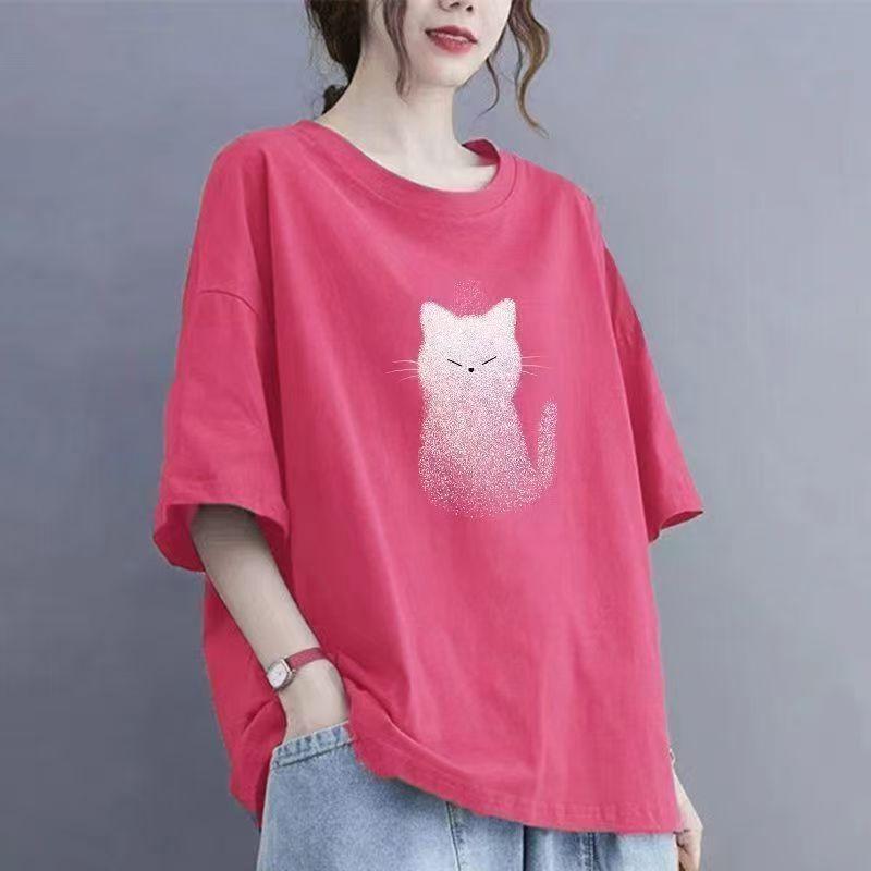 Summer Women Cotton Short-sleeved T-shirt Women Loose Tops