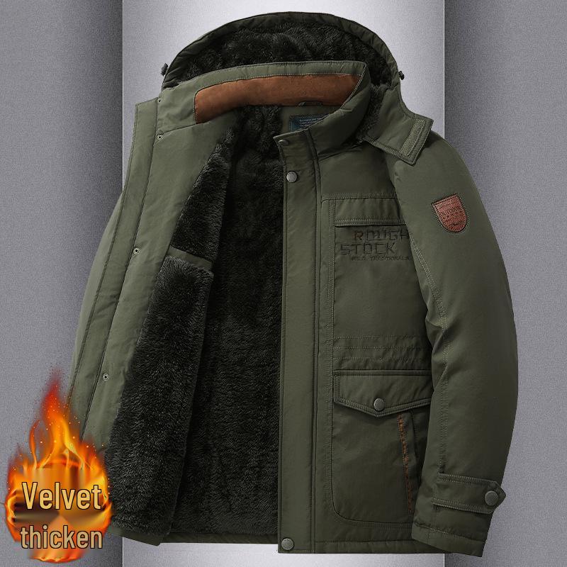 Men's Plus Size Winter Thick Velvet Cotton Jacket - Warm Anti-Cold Outerwear