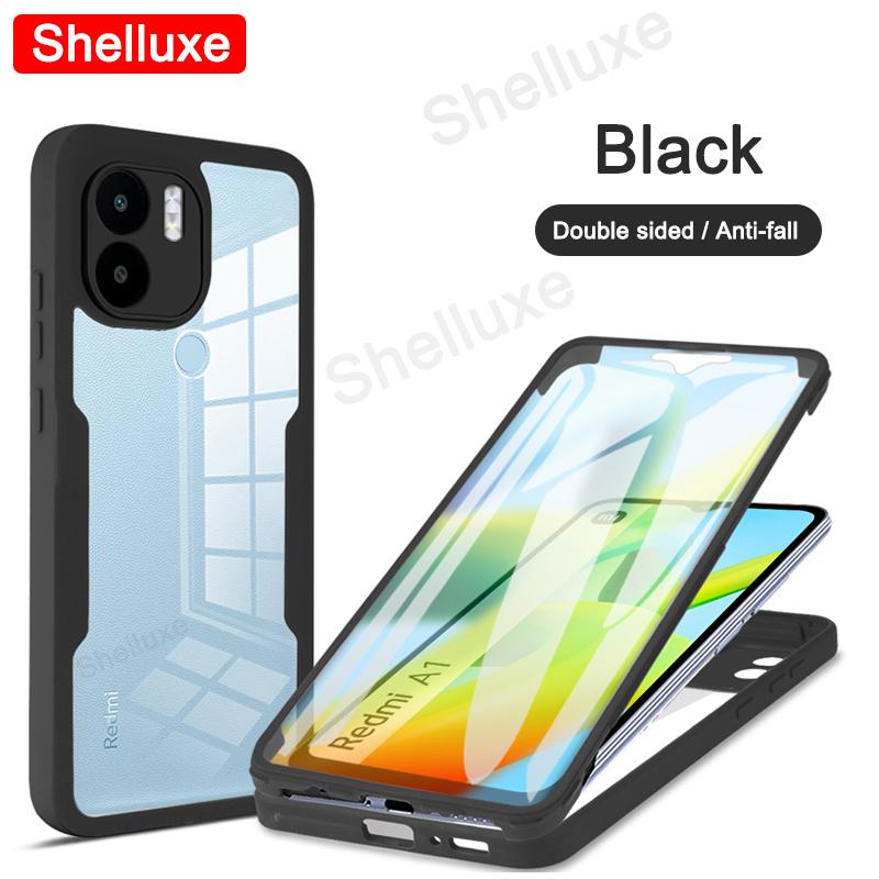 360 Celotělový Průhledný Kryt Shelluxe Přední+Zadní Pro Redmi A1 A1+ Pro Xiaomi Redmi A2 Plus A2+ Silikonový Oboustranný Kryt na Telefon