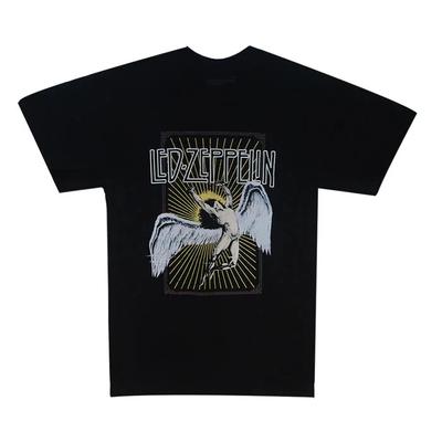 Led Zeppelin Swan Song Logo Classic Rock & Roll Men's Black 100% Cotton T-shirt Mens Tees Top