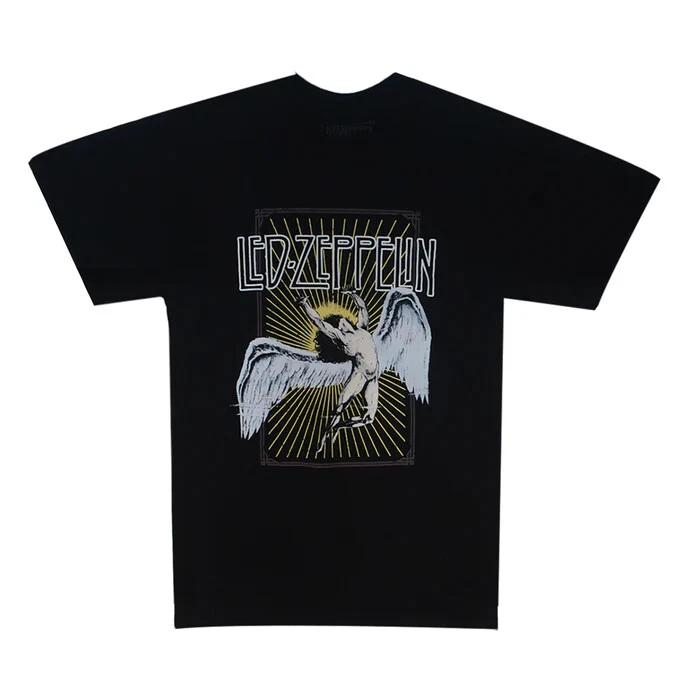 Led Zeppelin Swan Song Logo Classic Rock & Roll Men s Black 100% Cotton T-shirt Mens Tees Top L