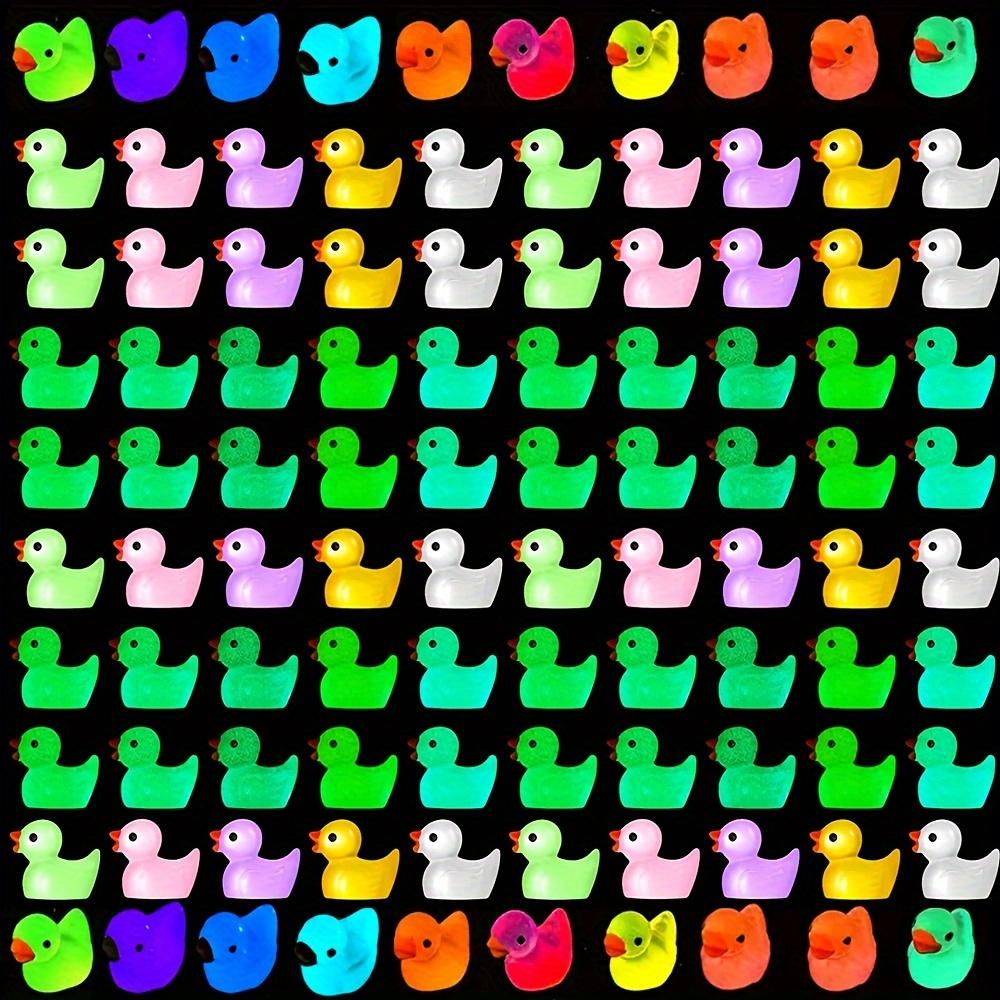 60pcs Luminous Duck Ornament Mini Ducks Resin Tiny Decor Statue Garden Figurines Home Decor For Party Favors, Birthday Gifts Holiday (Assorted Colors)