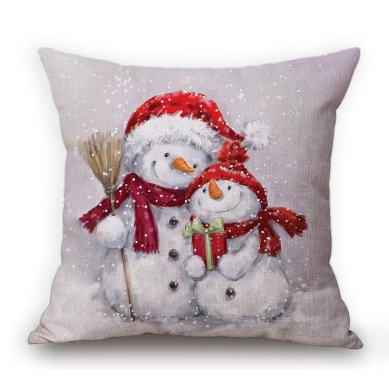 Decorazione di Natale Pupazzo di Neve Orso Carino Arte di Natale Cuscino da Divano Accogliente Federa Quadrata Cotone Lino Copricuscino per Sedile Auto