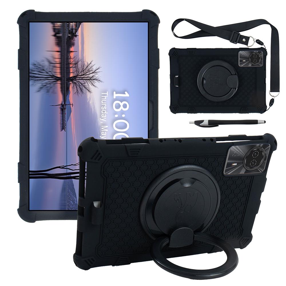 Kids Funda Case For Blackview Tab 90 WiFi 2024 10.92 inch 360 Rotating Stand Cover Soft Silicone With Handle Grip Shoulder Strap
