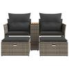 2 Seater Garden Sofa with Footstools Grey Poly Rattan