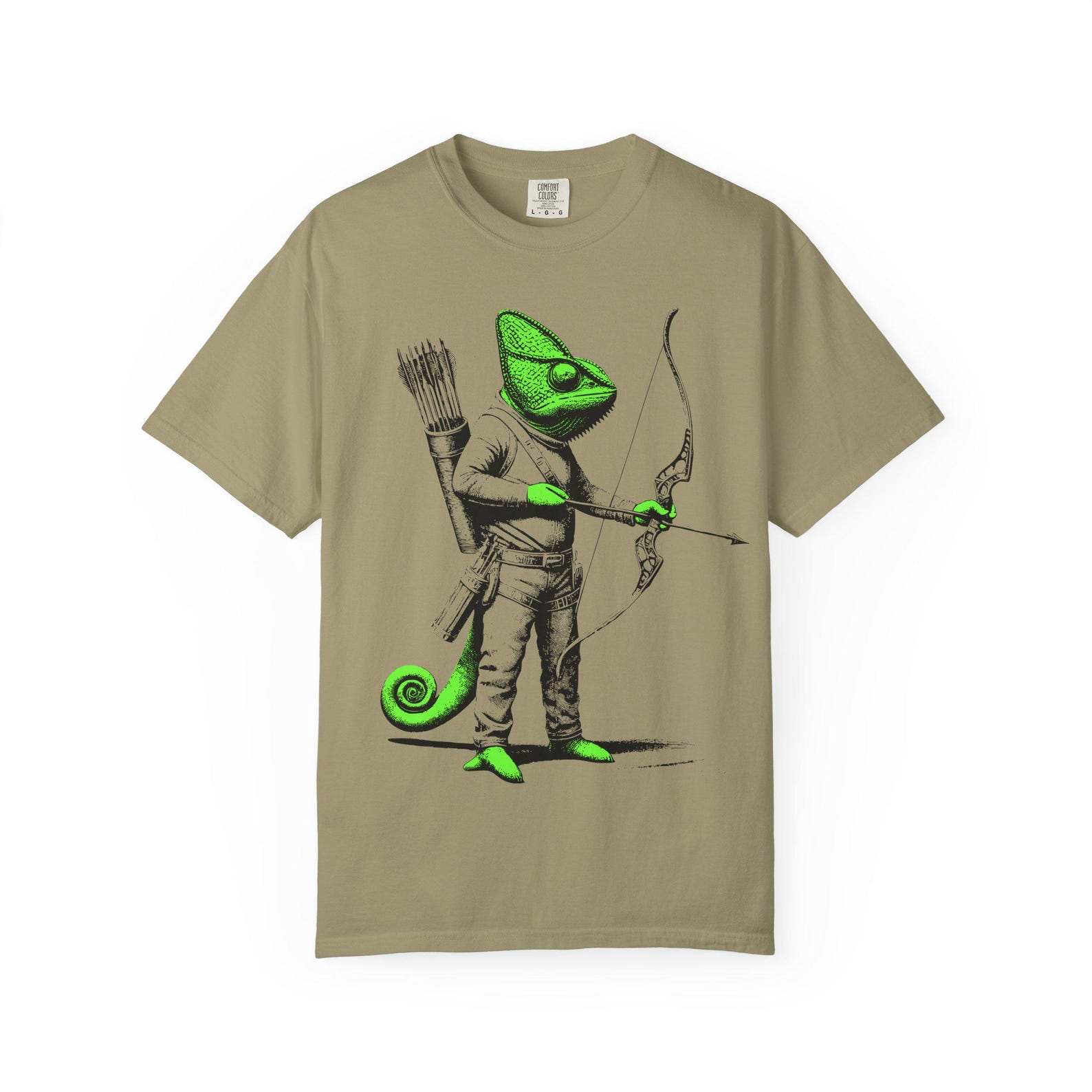 Chameleon Archer T-Shirt Vintage Medieval Bow And Arrow Robin Hood Style Reptile S