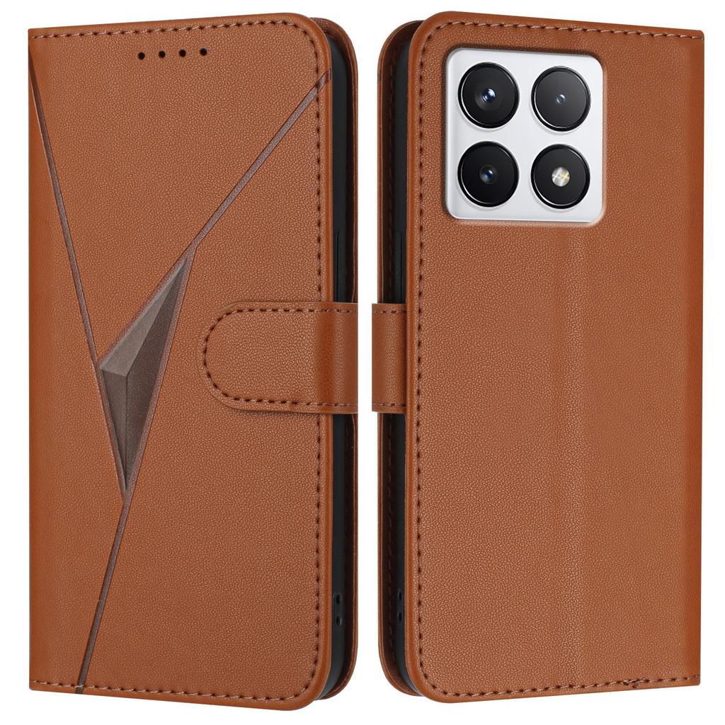 YX0090 For Xiaomi 14T Case Triangle Imprint Leather Phone Cover with Lanyard