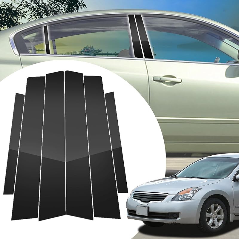 6pcs Glossy Black Exterior Door Window Pillar Posts Molding Cover Panel Trim Stickers Side Door Window Cover Trim Kits for Honda Civic 11th Gen  