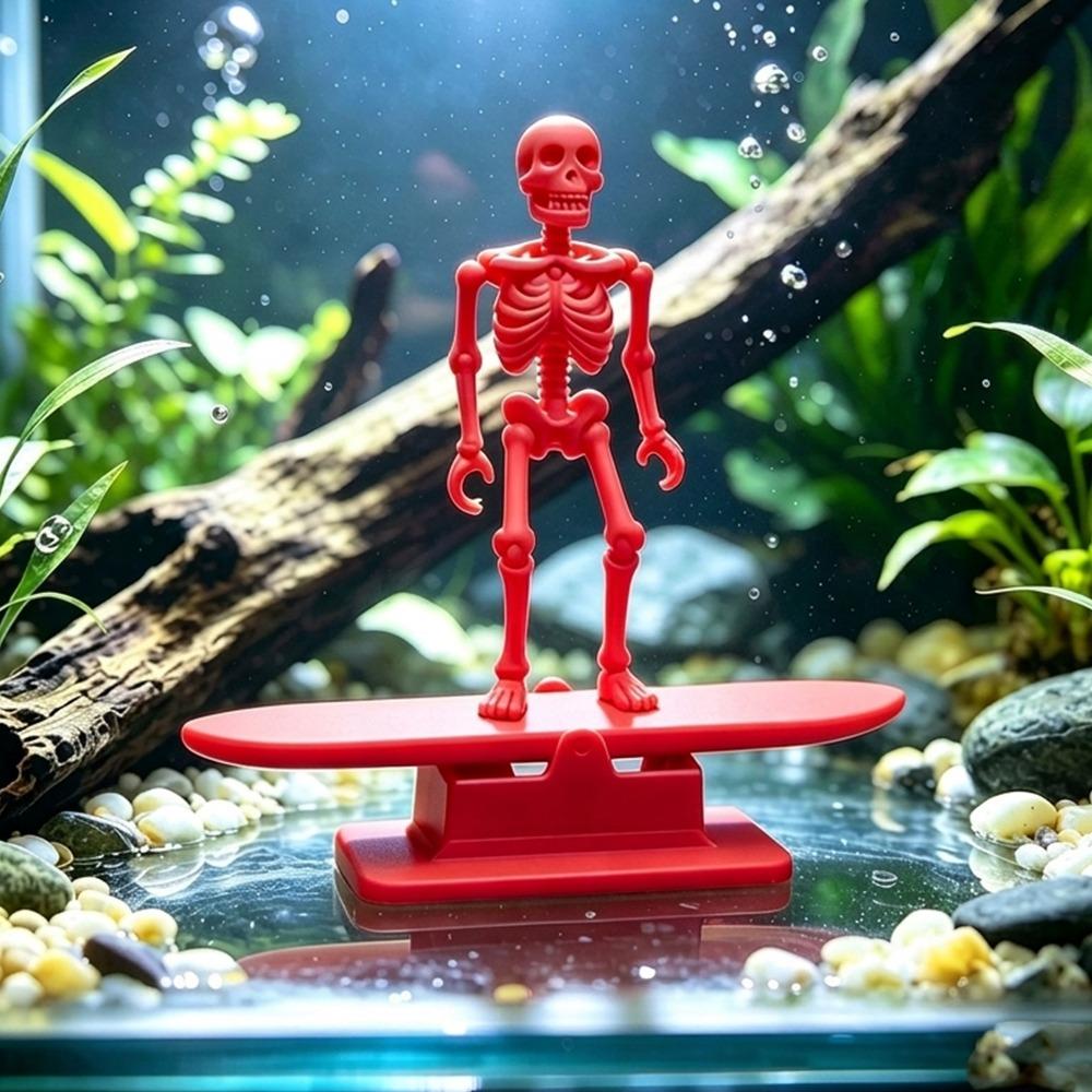 Air Pump Powered Surfing Dancing Skeleton Aquarium Bubbler Fish Landscaping
