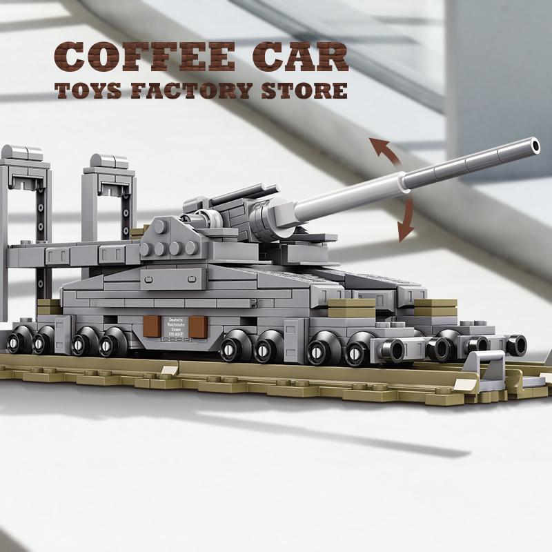 Non-Toxic Ww2 Army Railway Gun Building Blocks Military Weapon Tank Children Toys Armored Cars Model Moc Bricks Adult Kids New Year Gifts