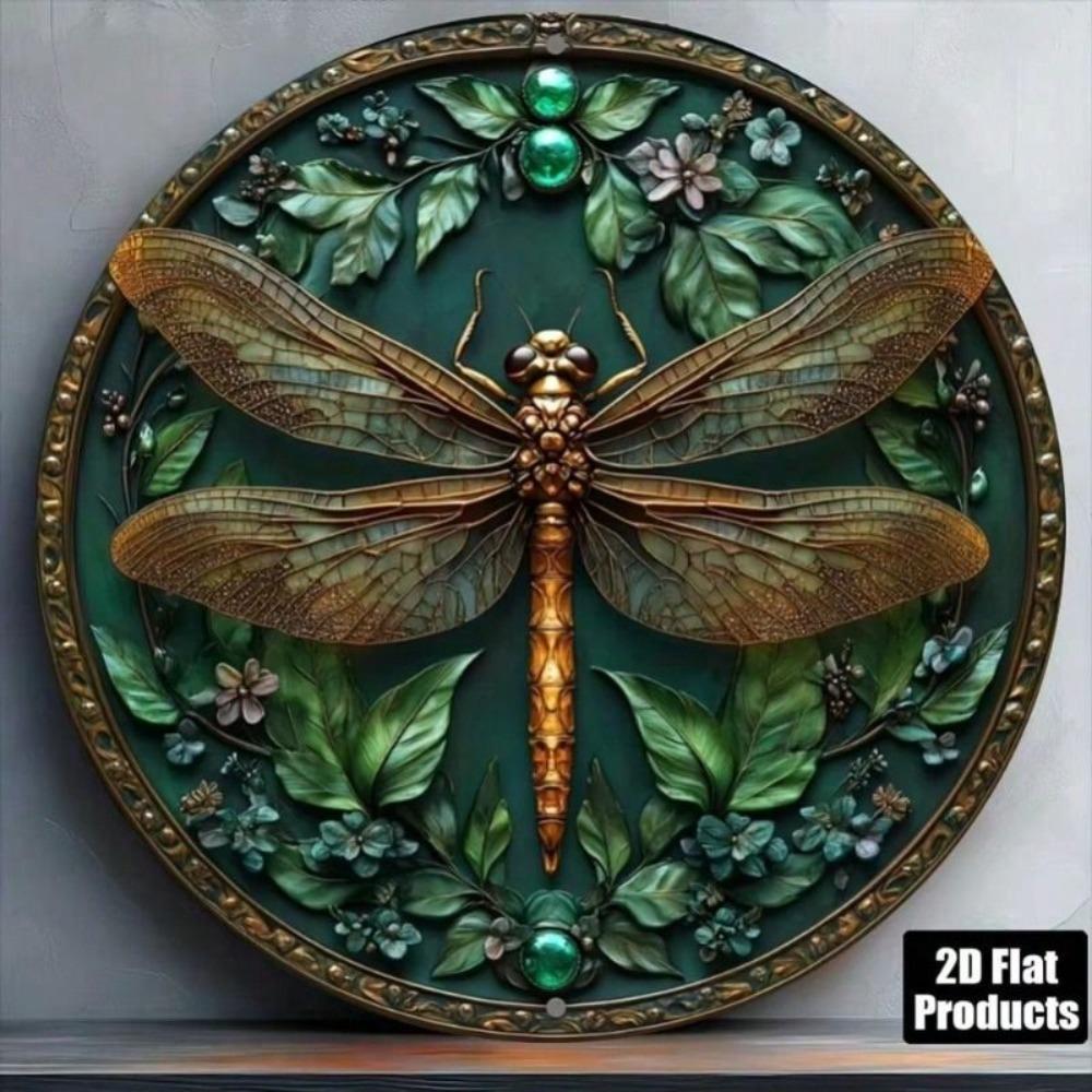 Vintage Metal Sign Wall Art Dragonfly Insect Decor 8x8 Inch