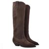 Krazing Pot Zapatos de Ante Nobuck de Vaca Natural Otoño Invierno con Tacón Talla Grande 45 Talla 44 Talla 46 Mujer Mantener Caliente Botas Altas