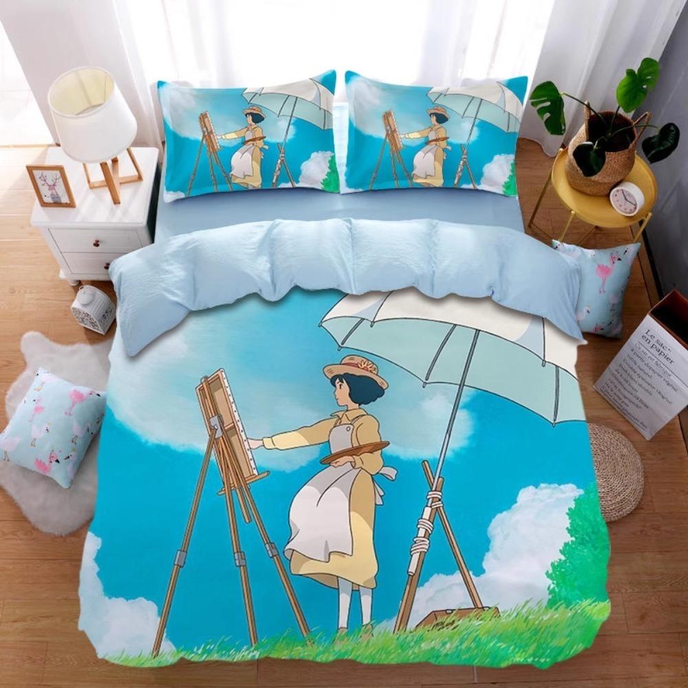 

комикс Хаяо Миядзаки, Комплекты постельного белья из микрофибры, Детское постельное белье на молнии, Декор комнаты, Пододеяльник для подростков и взрослых, 3 предмета 90x200cm