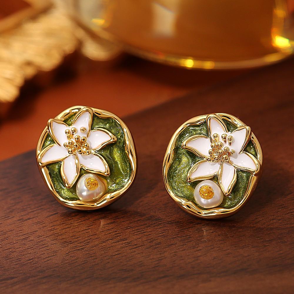 Monet Garden Medieval Baroque Pearl Earrings - Elegant, Retro Style for Women