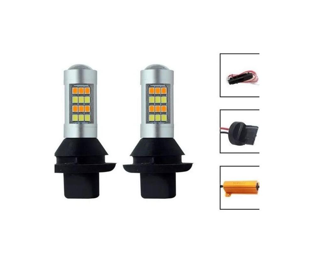 2pcs LED DRL Car running lights turn signal 7440 W21W led Driving lights Auto Reverse light.