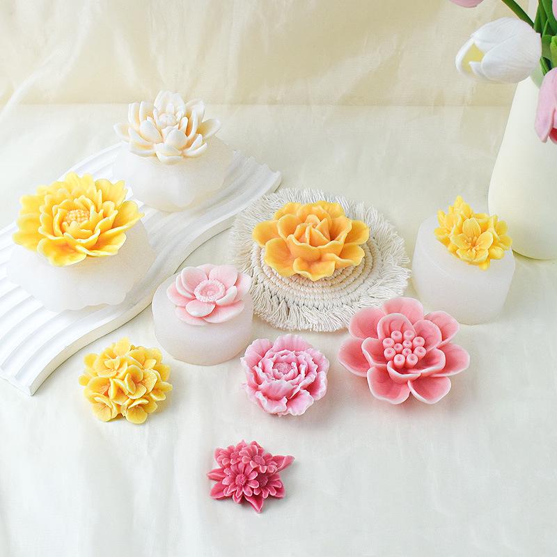 Peony Rose Silicone Candle Mold for Easy Demolding
