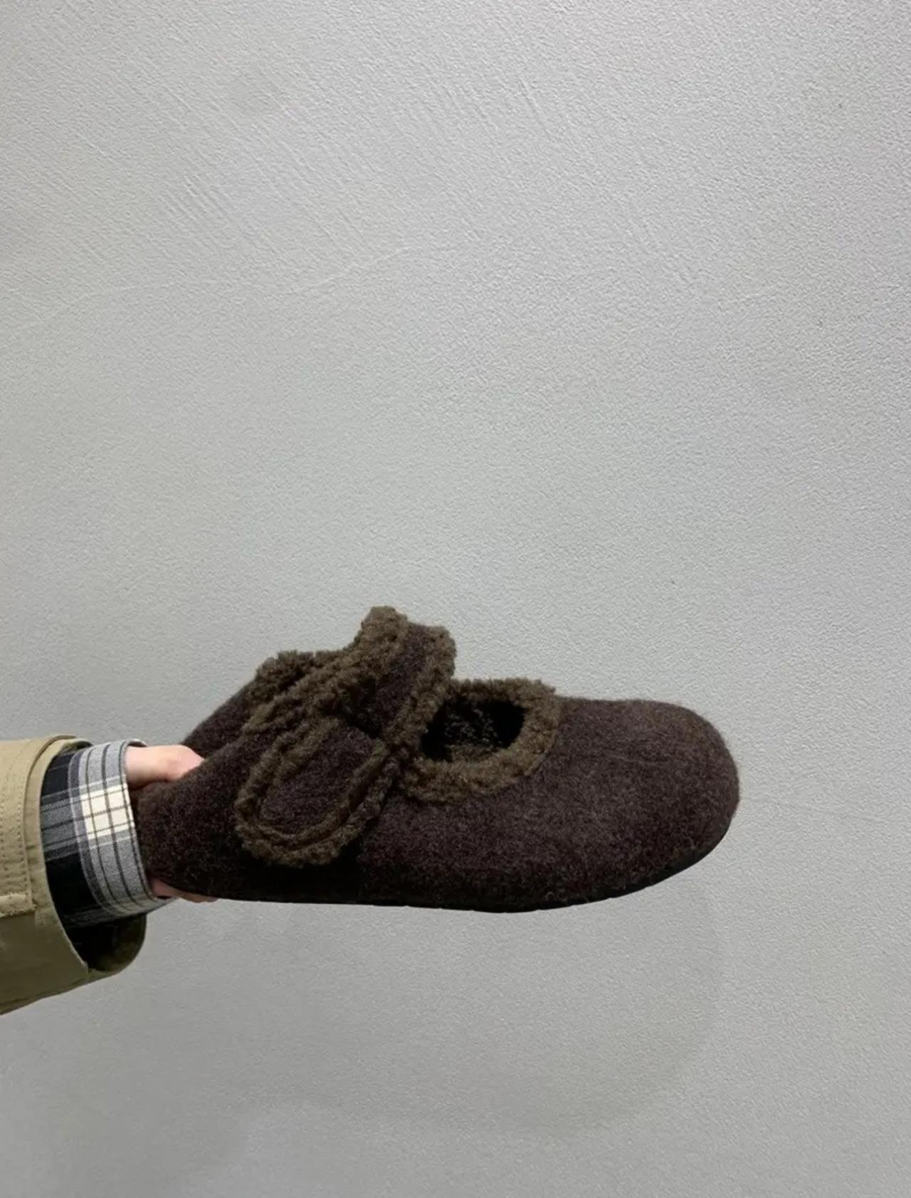 

Осень и зима с юбками, теплые и бархатные туфли Мэри Джейн, пушистые туфли, внутренняя танкетка, одинарные туфли, хлопковые туфли, шерстяная мягкая подошва w 40 коричневый