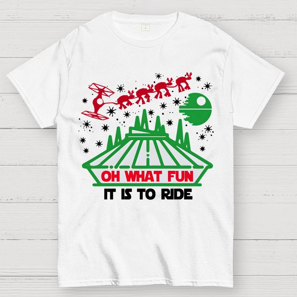Oh What Fun It Is To Ride Christmas Cotton Summer Casual Cool Loose T-Shirt