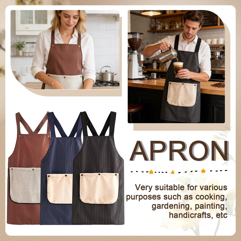 Unisex Cross-strap Apron With Pockets, Includes Towel; Women's Cross-strap Apron.