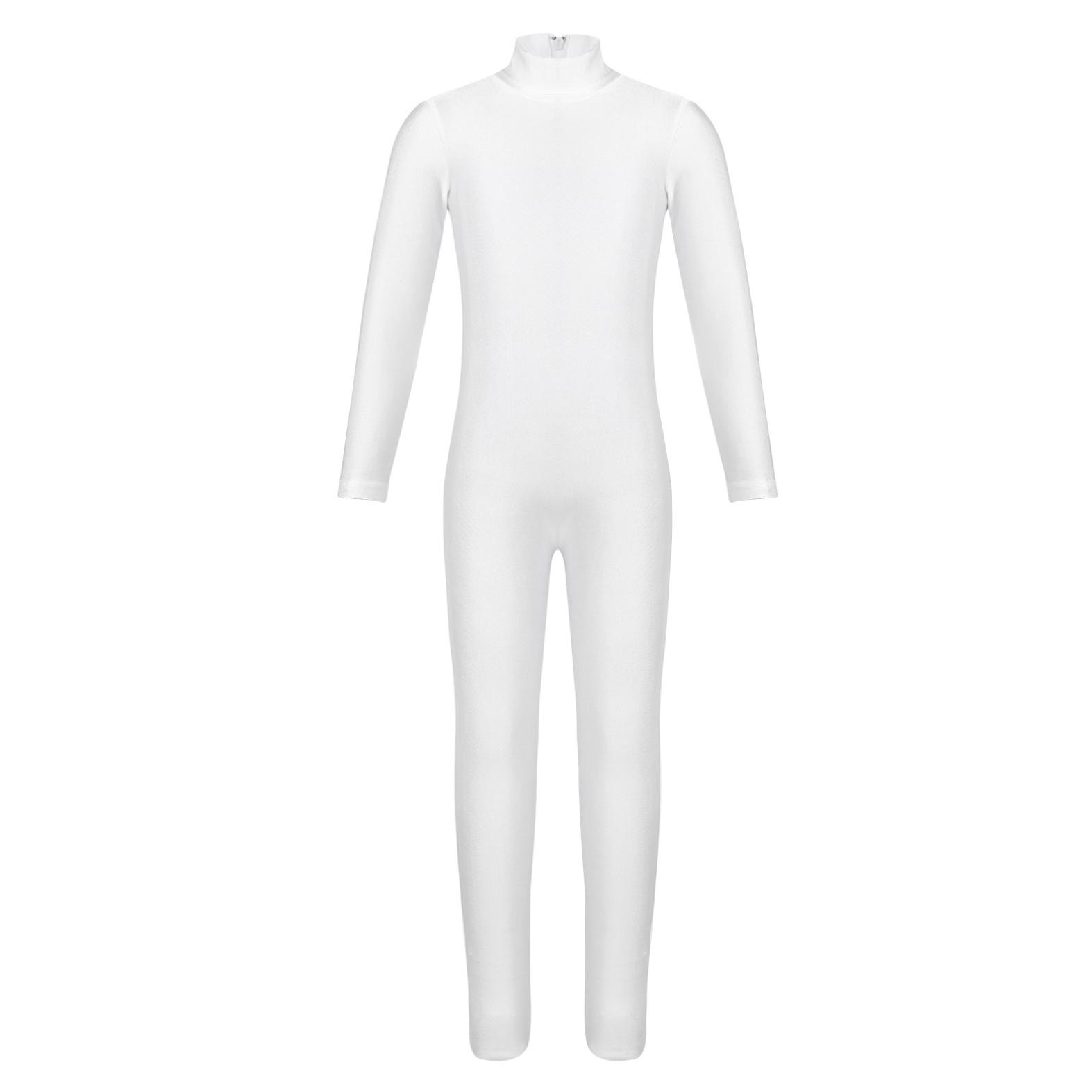WinYing Kinderen Meisjes Ballet Maillots Gymnastiek Unitards Lange Mouw Rits Dans Oefening Jumpsuit 5-6 Years ivoor