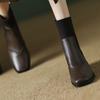 Franske retro tynne støvletter dame tykk hæl korte støvletter firkantet tå medium hæl elastiske sokkestøvletter slanke Martin-støvletter utenlandsk stil super allsidige