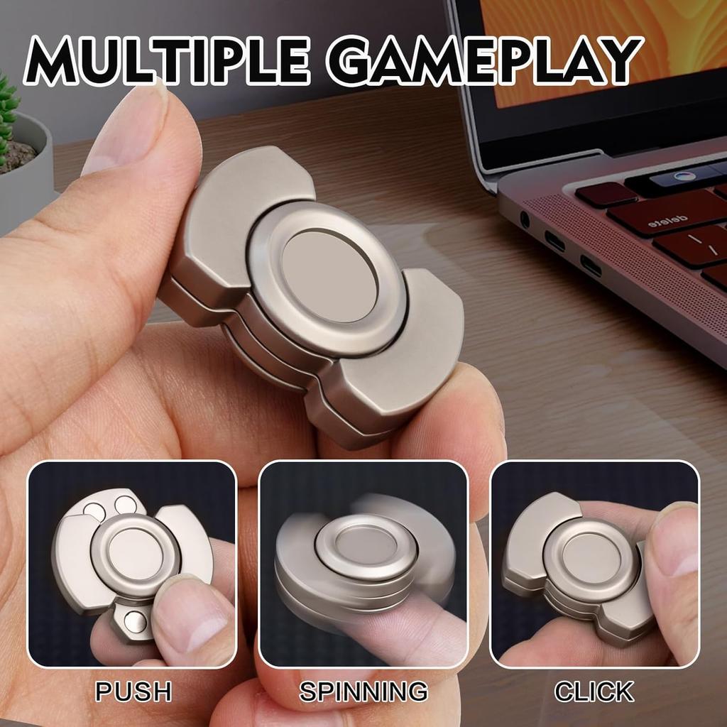 3-in-1 Fidget Toy Adult Spinner, Slider  Clicker Magnetic Stainless Steel Bearing for Stress Relief, Enhanced Focus, Good Gift