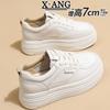Leather Little White Shoes Inner Height Increase Small Women's Shoes Spring New Versatile Thick Baseplate Shoes Casual Sports Shoes