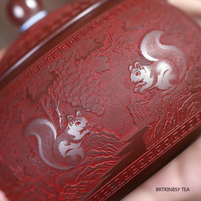Chinese Yixing Purple Clay Teapot Handmade Animals Pattern Zisha Tea Pot Household Large Capacity Kettle Tradition Tea Set 410ml