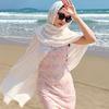 Solid Color Beach Silk Shawl Cotton Linen Bikini Cover-ups Breathable Boho Style  Female