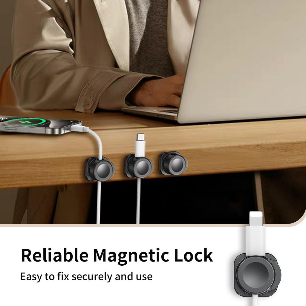 Magnetic Cord Holder Clip Desk Cable Organizers with No Traces Adhesive for Tidy Wire Management