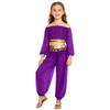 Girl Belly Dance Costume Sequin Tassel Top Pants Built In Briefs Rhinestone Decoration Long Sleeve Outfit