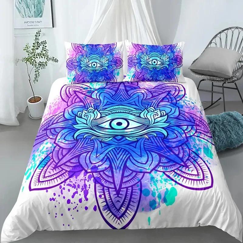 3D Evil Eye Duvet Cover Set Design Magic Drawing Eyes Bedding Sets Blue White Bedclothes King Full Twin Quilt Cover Queen Size