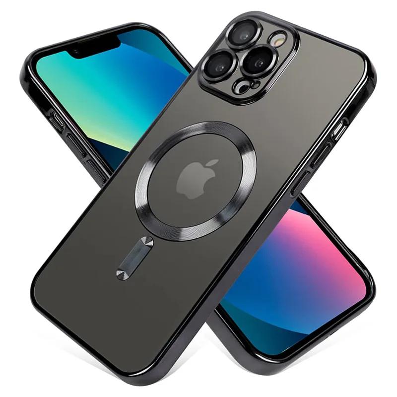 

Магнитный чехол для iPhone 15 14 13 12 11 Pro Max 15 Plus, прозрачная защита объектива для Magsafe, чехлы с покрытием для беспроводной зарядки, чехол For iphone13Promax