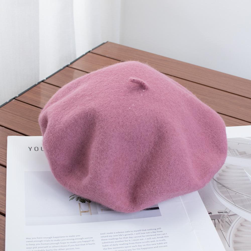 Berretto Donna Britannico Vintage Autunno e Inverno Lana Pittore Cappello Signora Cappello Bocciolo Versatile Tendenza ins