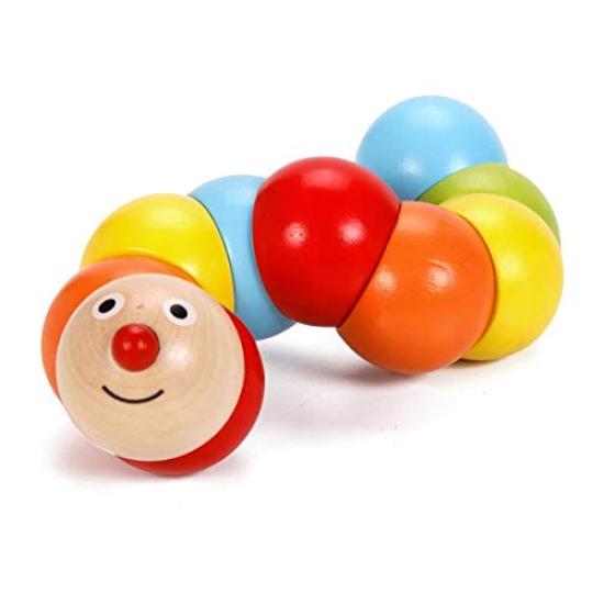 Classic World Caterpillar Rattle (cl3505) - A Colorful, Vivid Wooden Toy for Babies Aged 0-10 Months. Perfect for Half-birthday Gifts, Gifts for