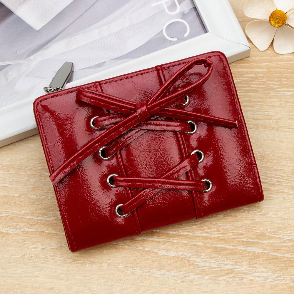Korean Version of The New Simple and Versatile Bow Tie Zipper Buckle 20% Off Small and Exquisite Student Short Wallet Women