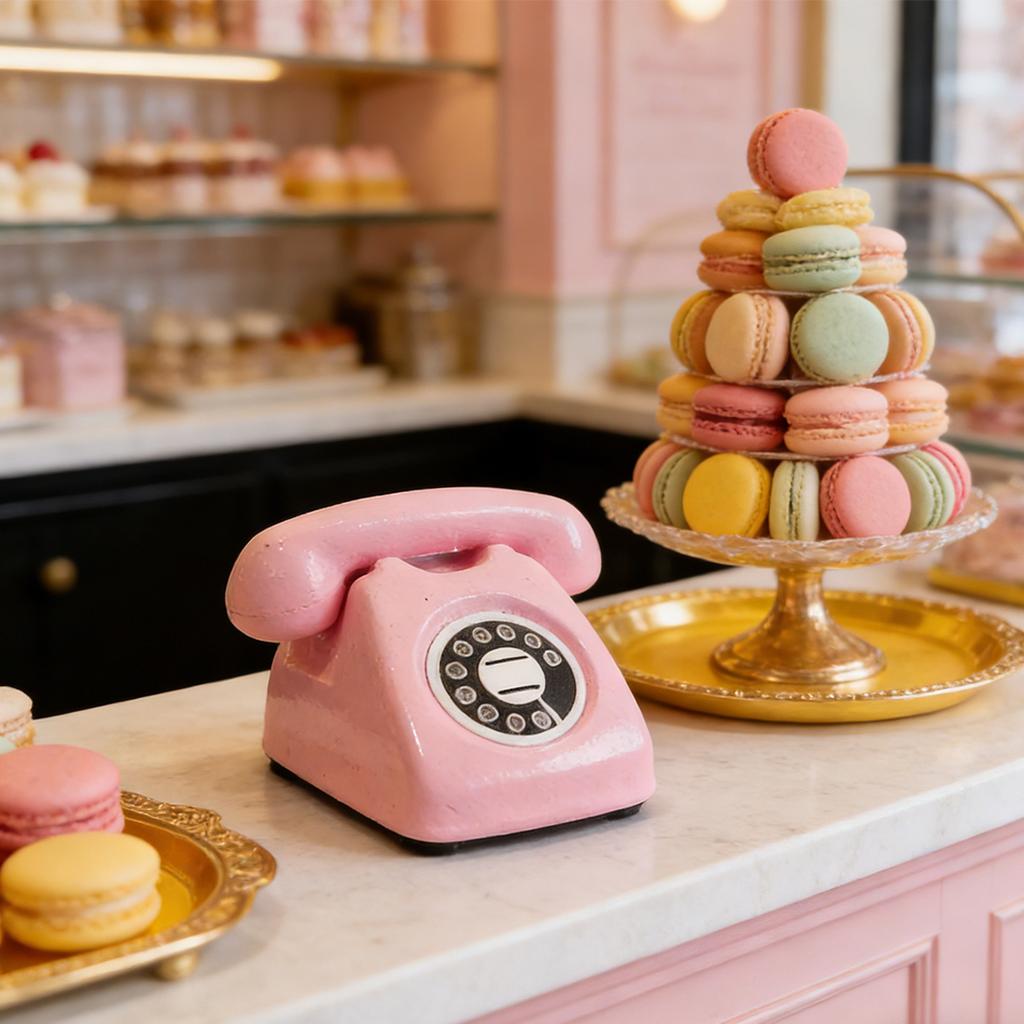 1/4 PCS Mini Vintage Rotary Telephone – 1:12 Miniature Retro Desk Phone for Dollhouse, Fairy Garden Paths & Micro Landscapes