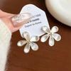 New Simple Metal Silvery Texture Big Flower Stud Earrings for Women Fashionable Accessories Unique Design Jewelry Party Gifts