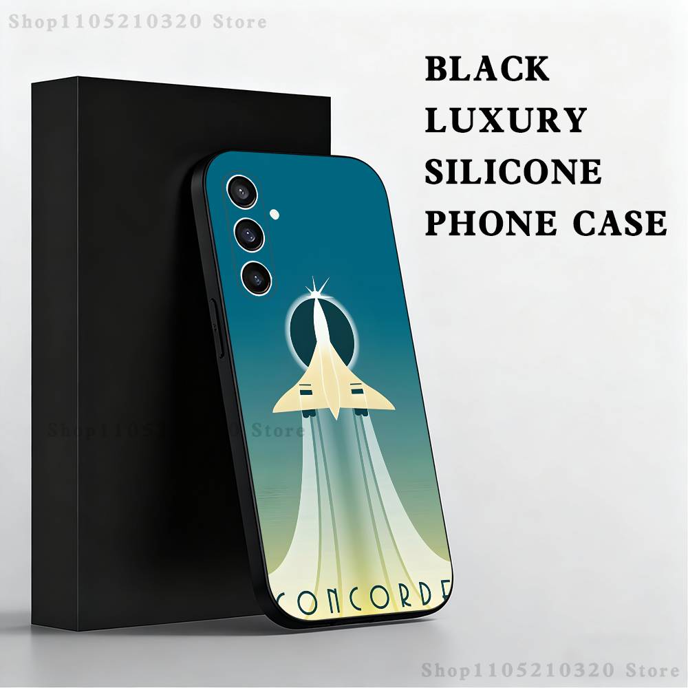 Concorde Air France Phone Case For Samsung S25,S24,S23,S22,S21,S20,S10,Ultra,Plus,Lite,FE,Soft Silicone Black Cover