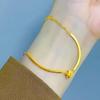 Elegant Cat's Eye Transfer Bead Half-Bangle Bracelet for Women, Vietnamese Sand Gold, Niche, Exquisite Light Luxury Jewelry.