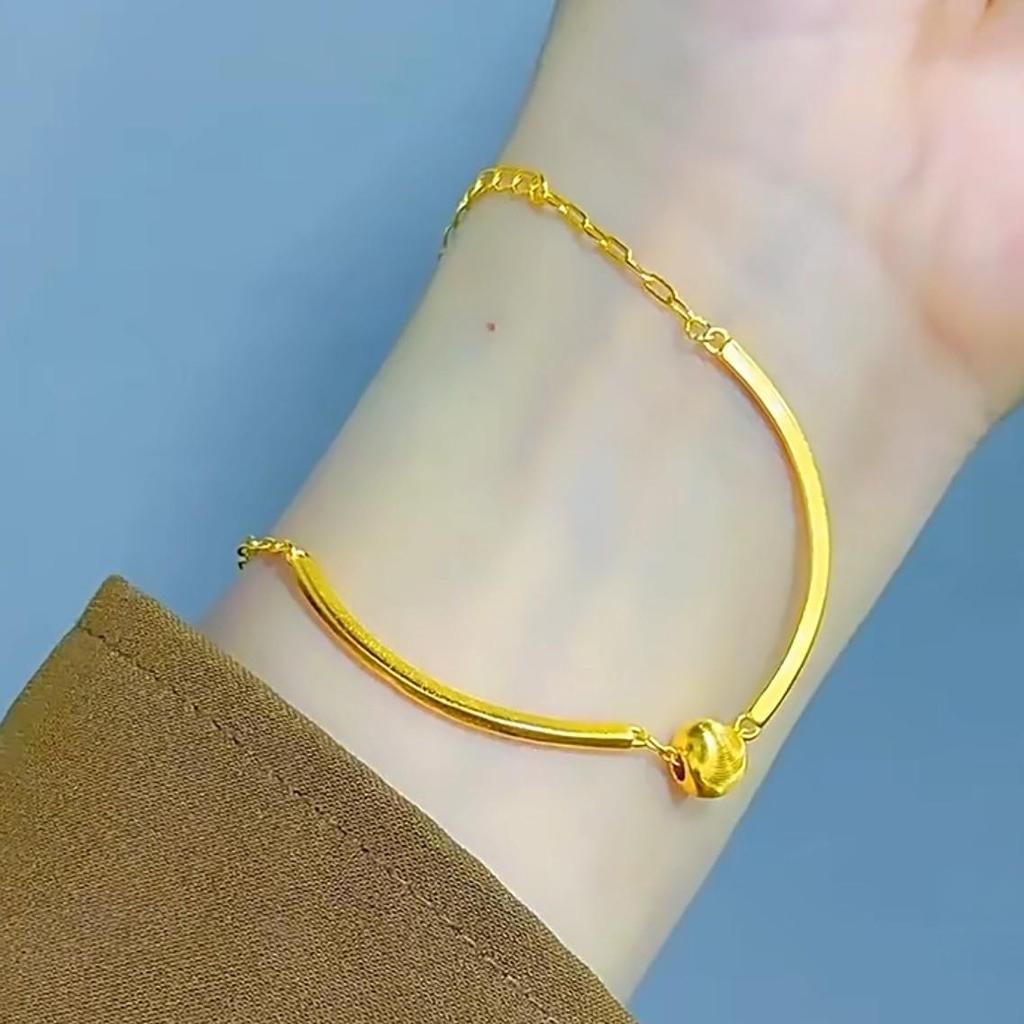 Elegant Cat's Eye Transfer Bead Half-Bangle Bracelet for Women, Vietnamese Sand Gold, Niche, Exquisite Light Luxury Jewelry.