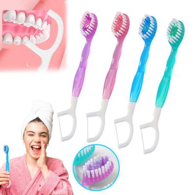 26Pcs Disposable Toothbrush with Toothpaste Floss Pick Tongue Scraper Portable Travel Adults Mini Pre-Pasted Toothbrush Dental Flosser Oral Care