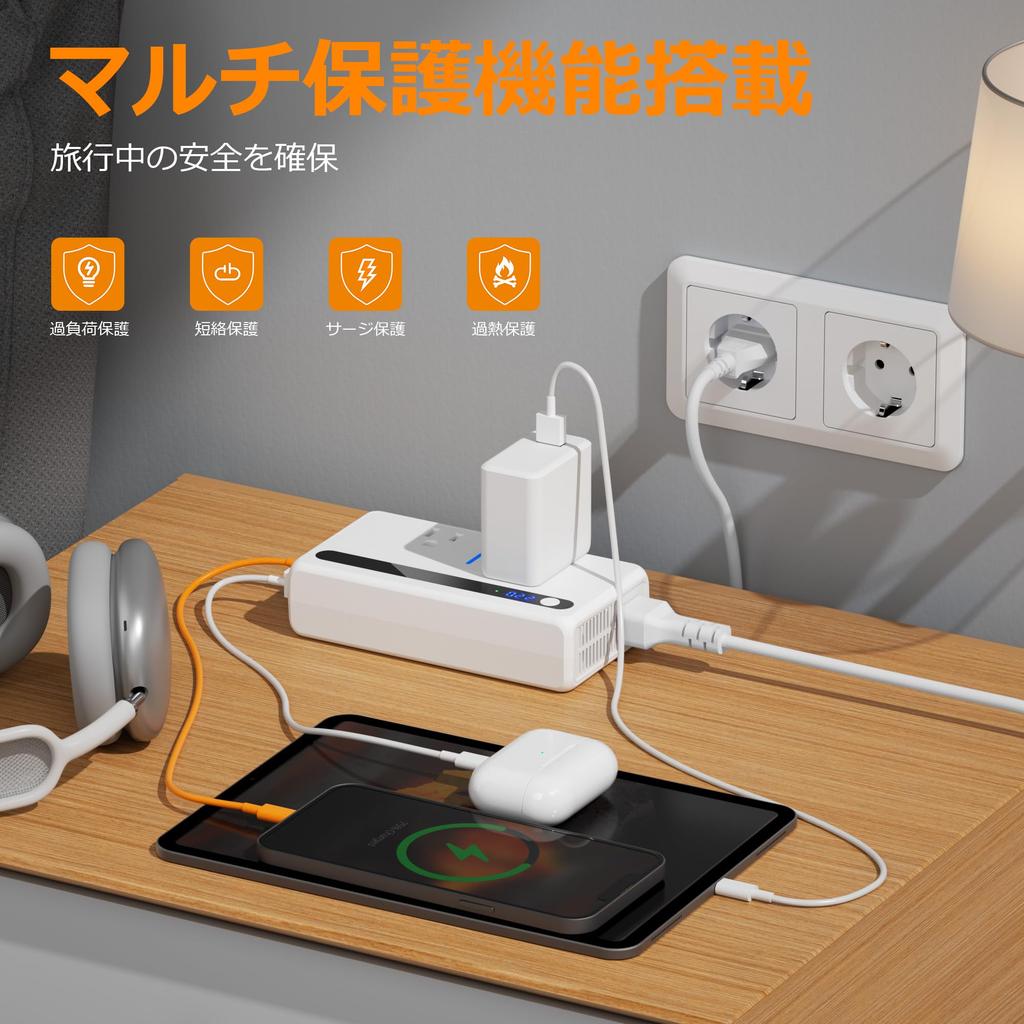 TESSAN 220V to 100V Voltage Converter for International Travel, 64W Total, Fast Charging, Worldwide Compatible, Includes CBFOB3L Types, 4 USB (2 USB