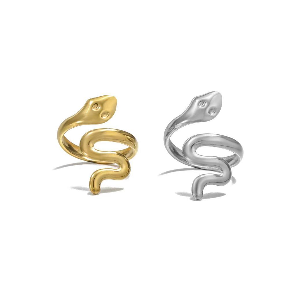 Stilvoller Schlangenring aus Edelstahl: Vielseitiges High-End Open Design für Zeigefinger
