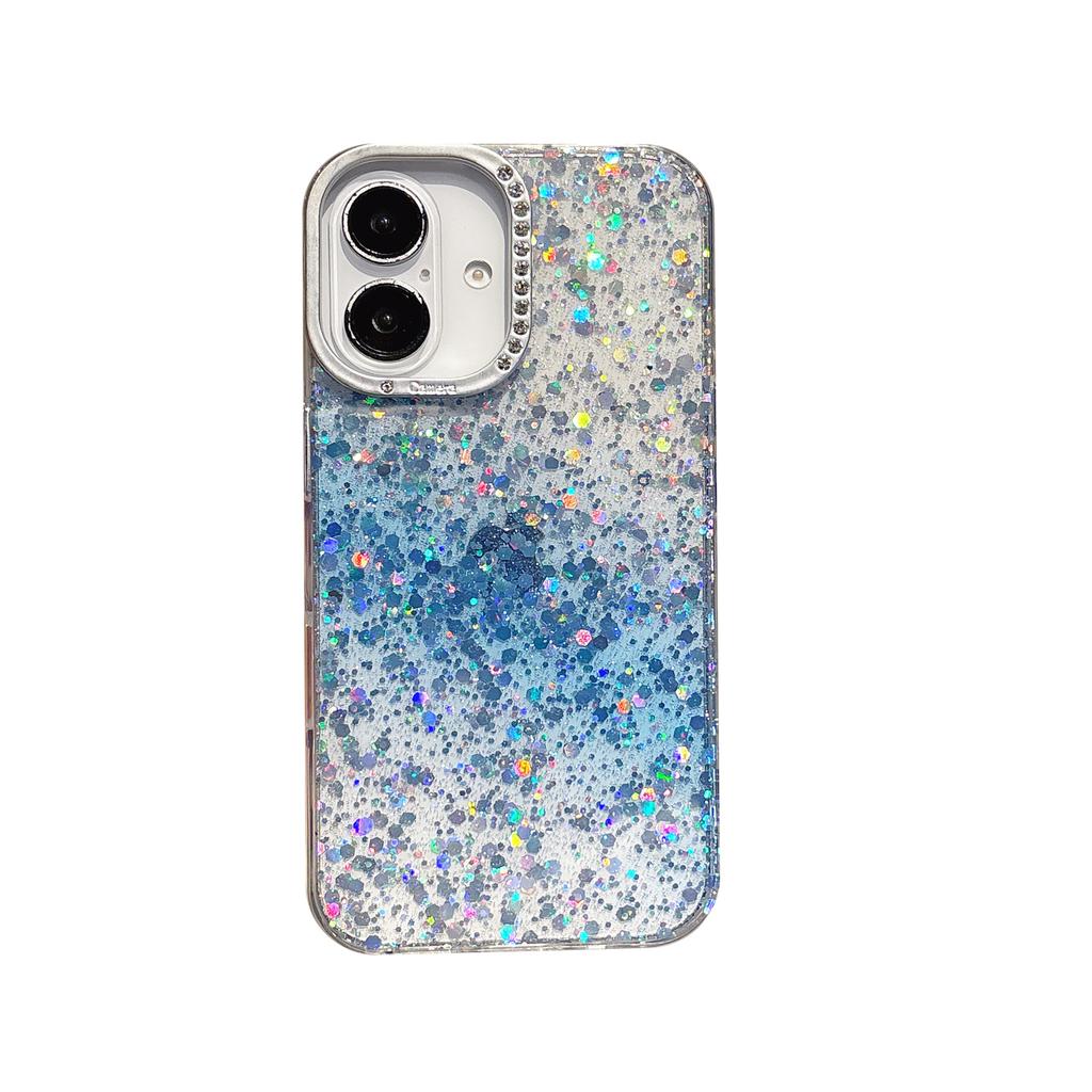 Gradual change color glitter case Suitable for Apple 16 mobile phone case iPhone17promax rhinestone lens IMD case 14/15